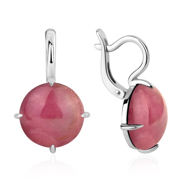 Серьги из серебра с родонитами в ювелирном интернет-магазине