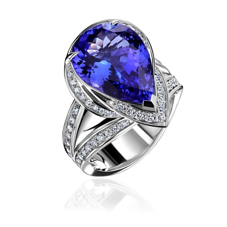 Кольцо из золота с танзанитом и бриллиантами