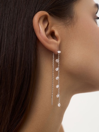 Серьги из серебра с фианитами 2340202240-13 от KRASNOE, металл Серебро, вставка Фианит