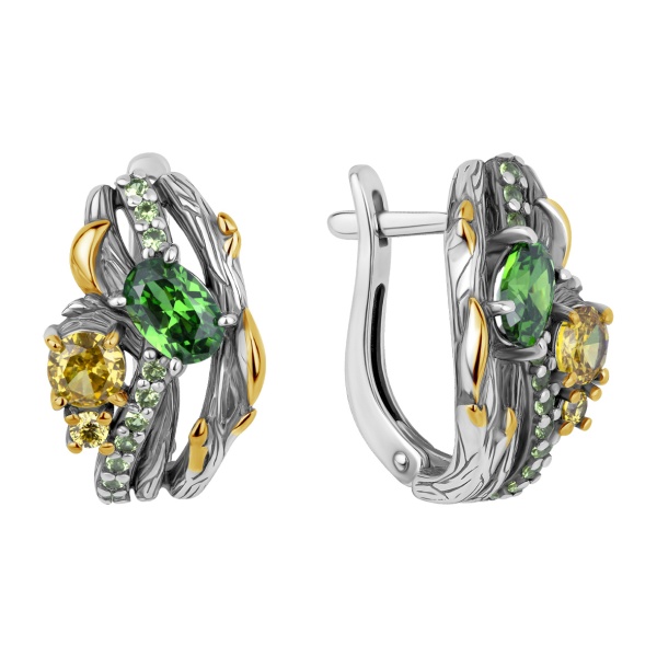 Серьги из серебра с фианитами