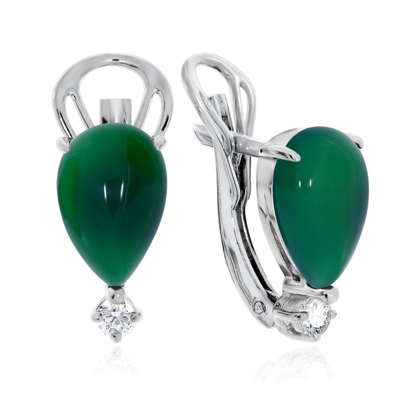 Серьги из серебра с агатами и фианитами 2340391245-60 от KRASNOE, металл Серебро, вставка Агат