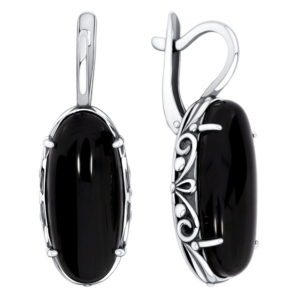 Серьги из серебра с агатами 2340395775-20 от KRASNOE, металл Серебро, вставка Агат