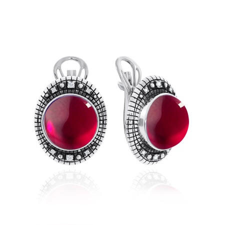 Серьги из серебра с агатами и фианитами