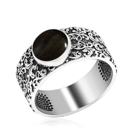 Купить кольцо из серебра с обсидианом в интернет-магазине KRASNOE