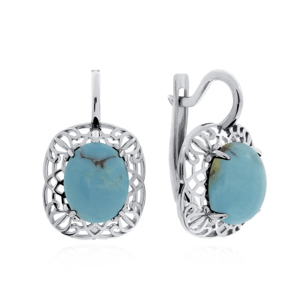 Серьги из серебра с бирюзой со скидкой