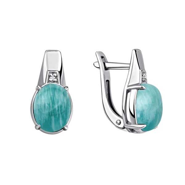 Серьги из серебра с амазонитом  в ювелирном интернет-магазине