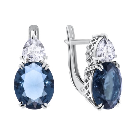 Серьги из серебра с фианитами и нанокристаллами 2340880223-76 от KRASNOE, металл Серебро, вставка Ситалл