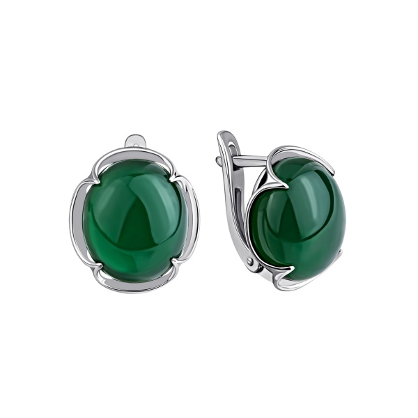 Серьги из серебра с халцедоном со скидкой