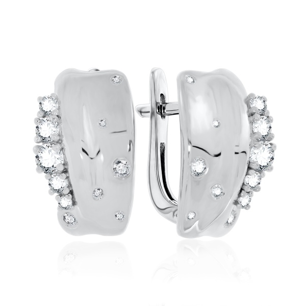 Серьги из серебра с фианитами 2340201158 от KRASNOE, металл Серебро, вставка Фианит