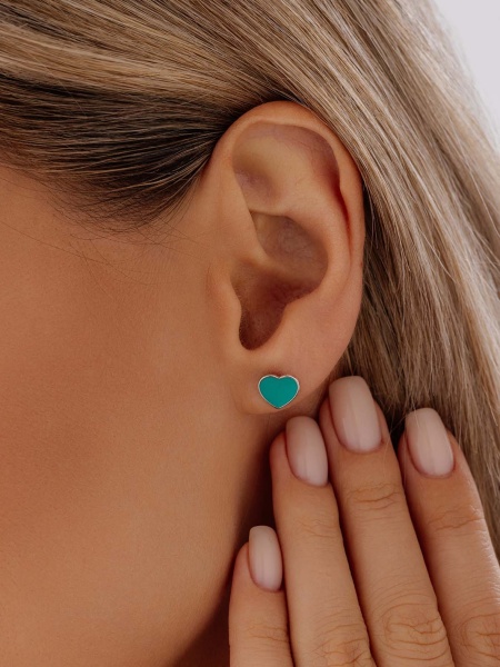 Пусеты из серебра с эмалью 2364405419-70 от KRASNOE, металл Серебро, вставка Без вставок