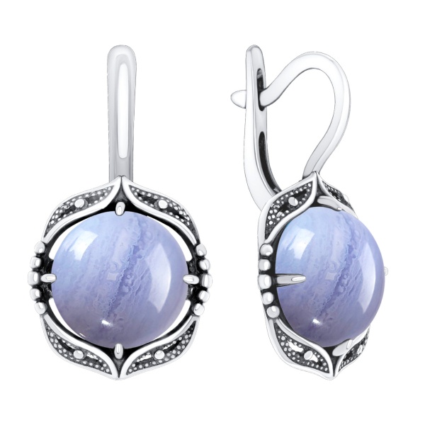 Серьги из серебра с агатами