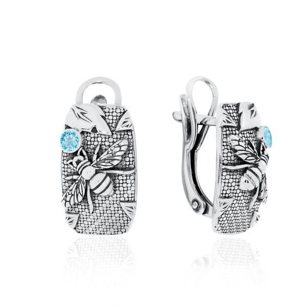 Серьги из серебра с топазом 2310071771 от KRASNOE, металл Серебро, вставка Топаз Sky