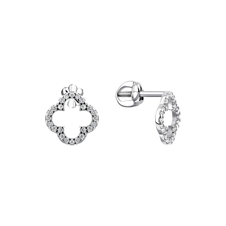 Пусеты из серебра с фианитами со скидкой