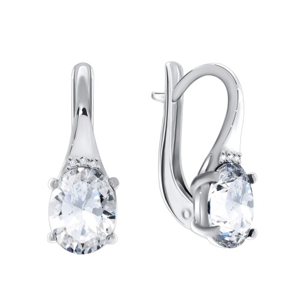 Серьги из серебра с кристаллами и фианитами 2340290027 от KRASNOE, металл Серебро, вставка 