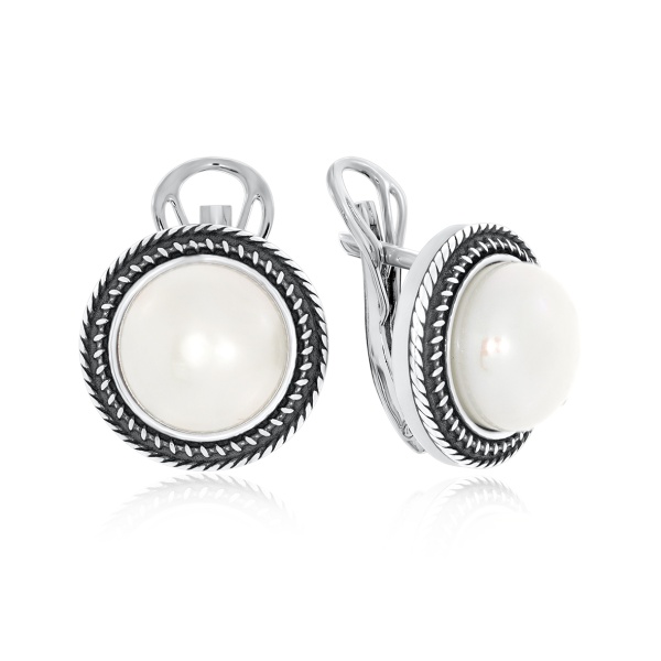 Серьги из серебра с жемчугами