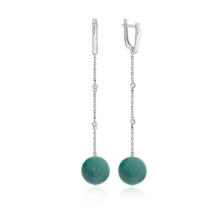 Серьги из серебра с амазонитами и фианитами 2340370854л от KRASNOE, металл Серебро, вставка Амазонит