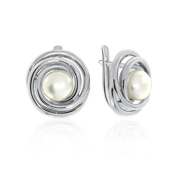 Серьги из серебра с жемчугами со скидкой