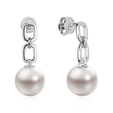 Пусеты из серебра с жемчугами