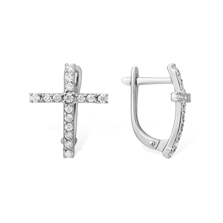 Серьги из серебра с фианитом 1210015223 от KRASNOE, металл Серебро, вставка Фианит