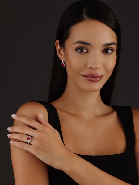 Серьги из серебра с агатами и фианитами со скидкой