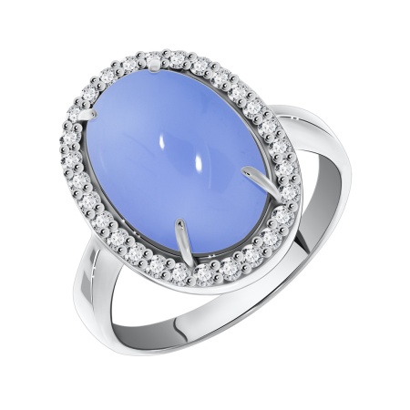 Купить кольцо из серебра с халцедоном и фианитами в интернет-магазине KRASNOE