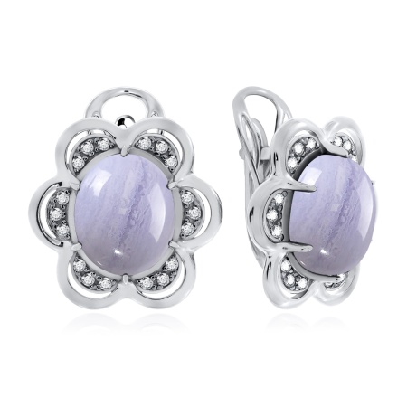 Серьги из серебра с агатами и фианитами со скидкой