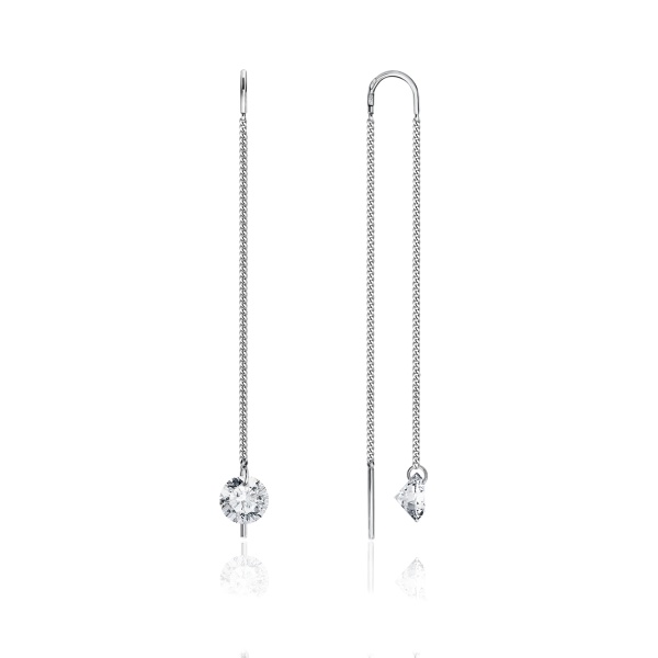 Серьги из серебра с фианитами