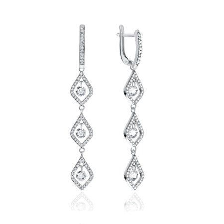 Серьги из серебра с фианитом 2340200770л от KRASNOE, металл Серебро, вставка Фианит
