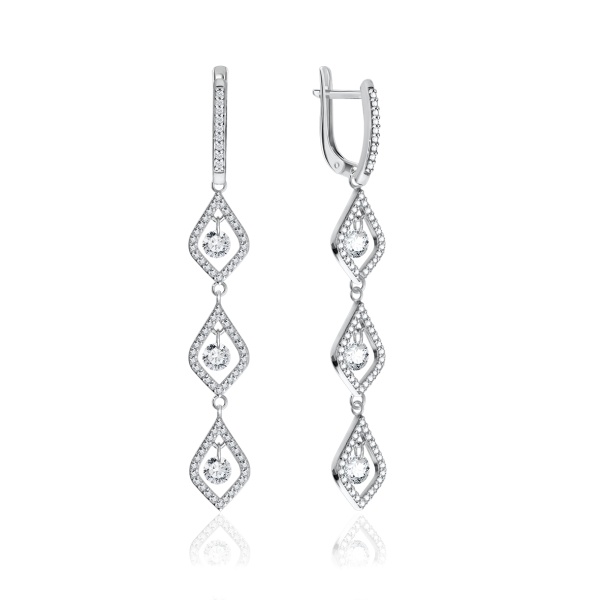 Серьги из серебра с фианитом 2340200770л от KRASNOE, металл Серебро, вставка Фианит