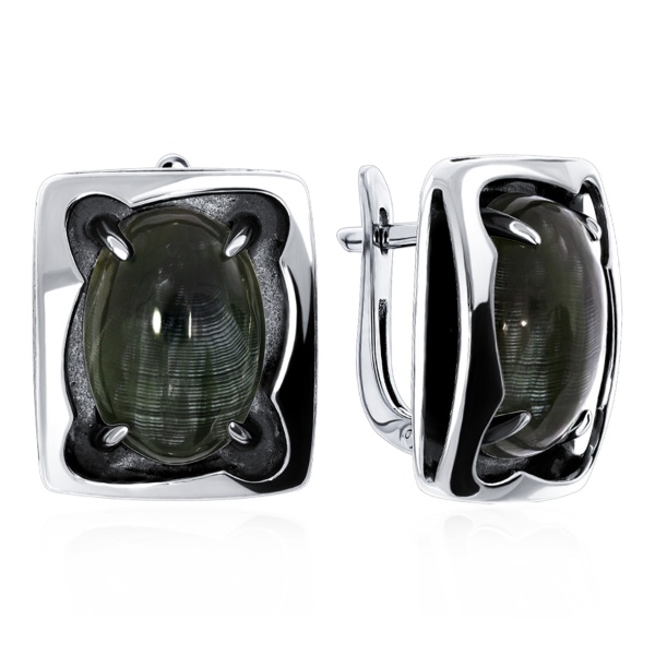 Серьги из серебра с серафинитами в ювелирном интернет-магазине