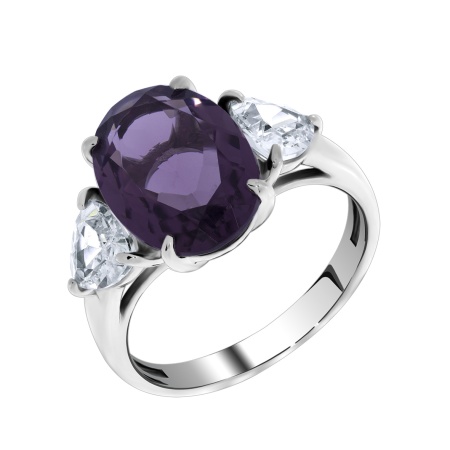 Купить кольцо из серебра с кристалл ювелирныйом и фианитами в интернет-магазине KRASNOE