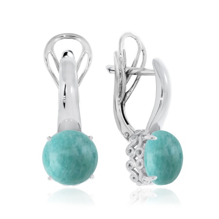 Серьги из серебра с амазонитами со скидкой