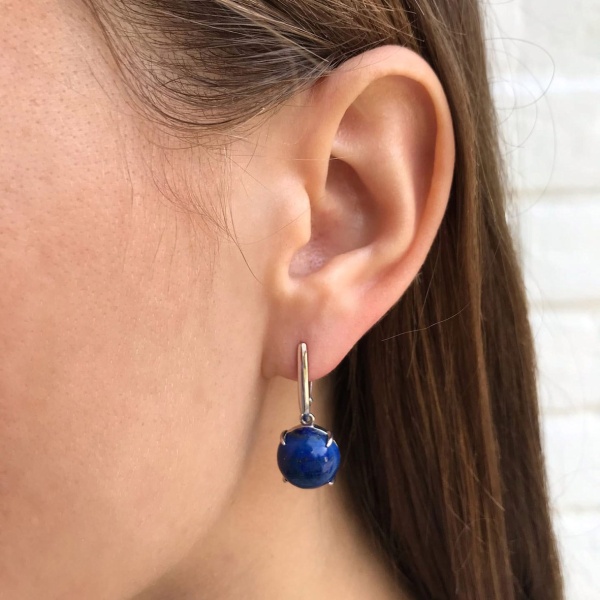 Серьги из серебра с лазуритами 2340472311 от KRASNOE, металл Серебро, вставка Лазурит