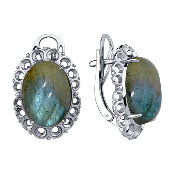 Серьги из серебра с агатом