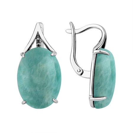 Серьги из серебра 2340375955 от KRASNOE, металл Серебро, вставка Амазонит