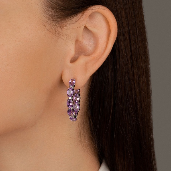 Серьги из серебра с аметист 2340061183 от KRASNOE, металл Серебро, вставка Аметист