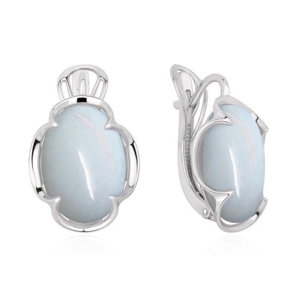 Серьги из серебра с лунным камнем