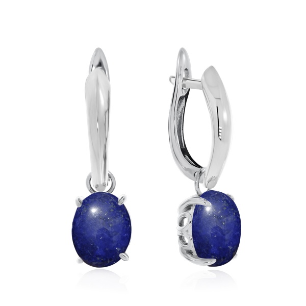 Серьги из серебра с лазуритами 2340470901 от KRASNOE, металл Серебро, вставка Лазурит