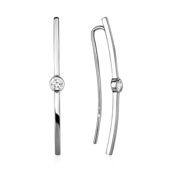 Серьги из серебра с фианитами