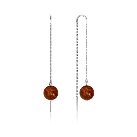 Серьги из серебра с янтарём