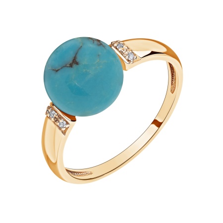 Купить кольцо из серебра с бирюзой и фианитами в интернет-магазине KRASNOE