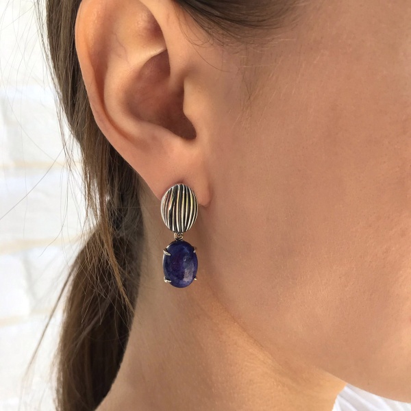 Серьги из серебра с агатами 2310391373-80 от KRASNOE, металл Серебро, вставка Агат