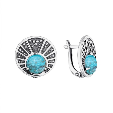 Серьги из серебра с бирюзой со скидкой