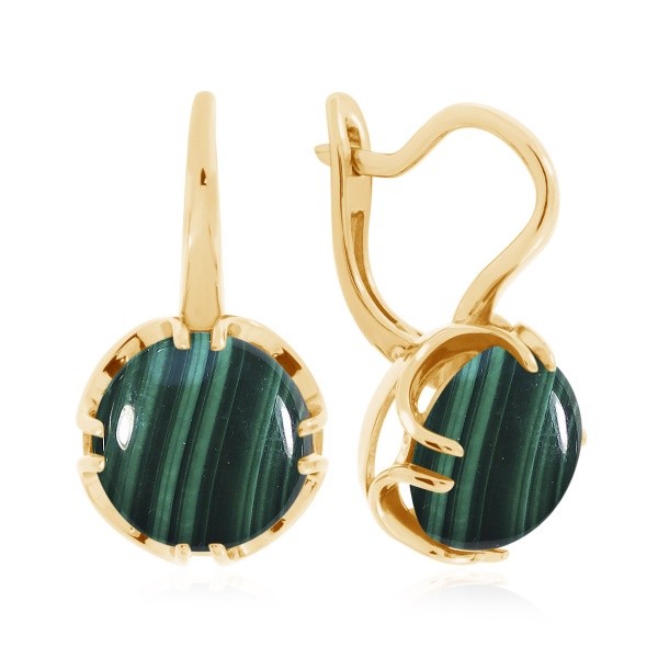 Серьги из серебра с малахитами 2320381930 от KRASNOE, металл Серебро, вставка Малахит