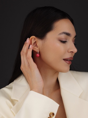 Серьги из серебра с родохрозитом