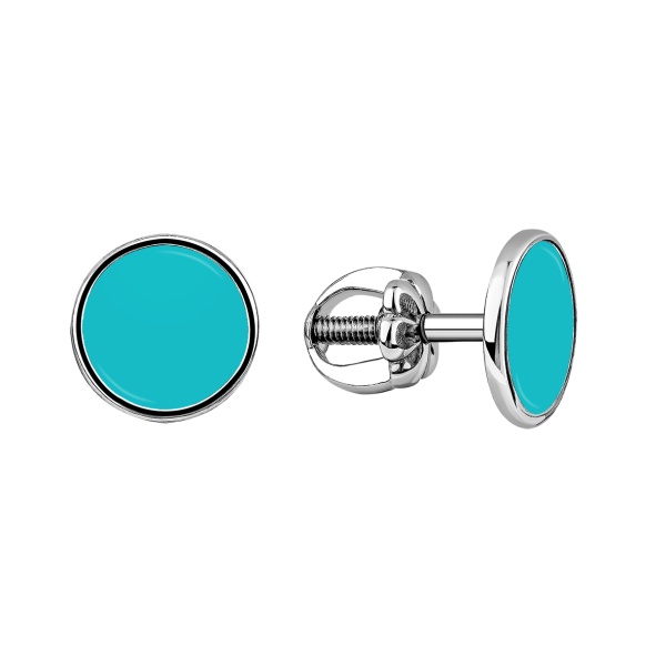 Пусеты из серебра с эмалью в ювелирном интернет-магазине