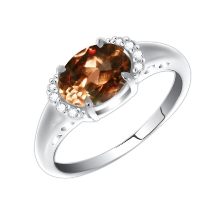 Купить кольцо из серебра с султанитом и фианитами в интернет-магазине KRASNOE