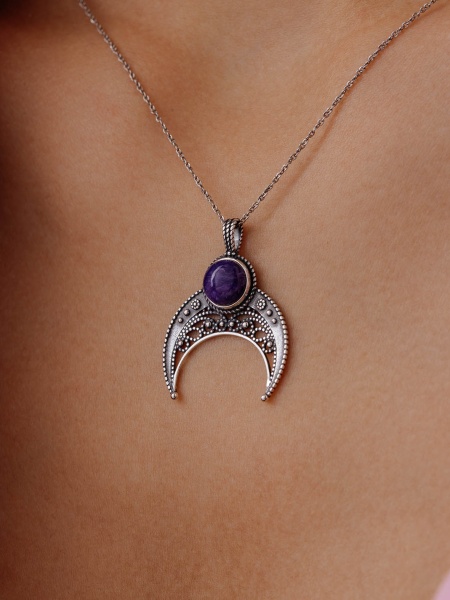 Купить подвеска из серебра с чароитом