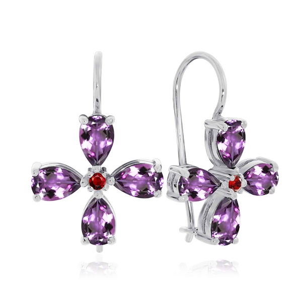 Серьги из серебра с аметист 2340061090-2 от KRASNOE, металл Серебро, вставка Аметист