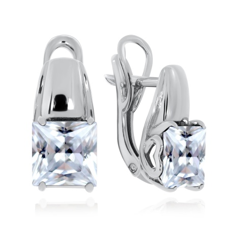 Серьги из серебра с фианитом